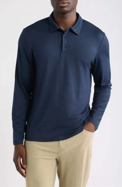 Zella Dynamic Long Sleeve Polo In Blue