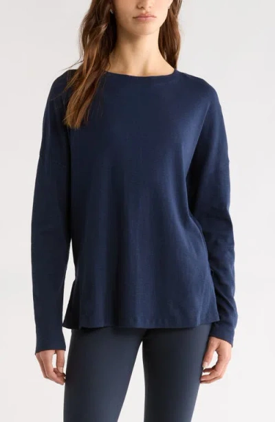 Zella Ease Up Long Sleeve T-shirt In Blue