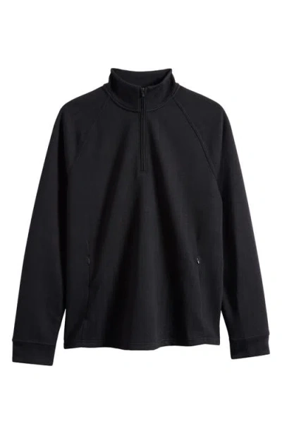 Zella Edge Chevron Jacquard Quarter Zip Pullover In Black