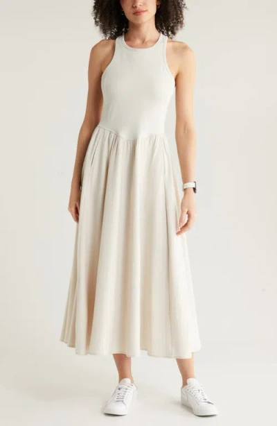 Zella Effortless Cutout Back Hybrid Dress In Grey Moonbeam