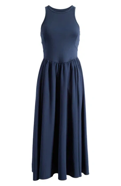 Zella Effortless Cutout Back Hybrid Dress In Navy Sapphire