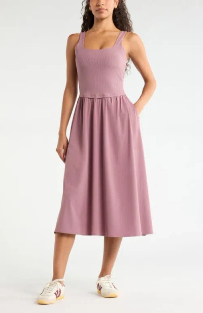 Zella Effortless Sleeveless Midi Dress In Purple