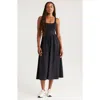 Zella Effortless Square Neck Midi Dress In Black