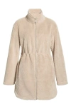 Zella Faux Shearling Longline Jacket In Neutral
