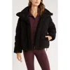 Zella Faux Shearling Puffer Jacket In Black