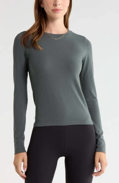 Zella Fitted Seamless Long Sleeve T-shirt In Gray