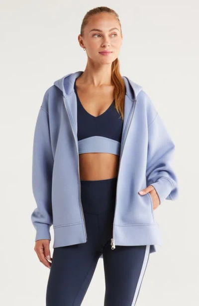 Zella Front Zip High-low Hoodie In Blue