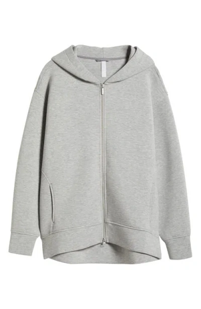 Zella Front Zip High-low Hoodie In Grey Light Heather