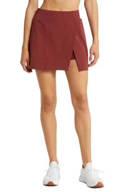 Zella Getaway Wrap Pocket Skort In Burgundy Port