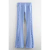 Zella Girl Kids' All In Ribbed High Waist Flare Leggings In Blue Hydrangea