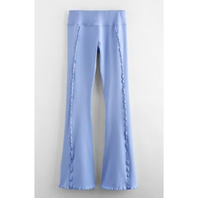 Zella Girl Kids' All In Ribbed High Waist Flare Leggings In Blue Hydrangea