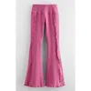 Zella Girl Kids' All In Ribbed High Waist Flare Leggings In Pink Rosebud