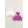 Zella Girl Kids' Assorted 2-pack Crisscross Seamless Sports Bras In White