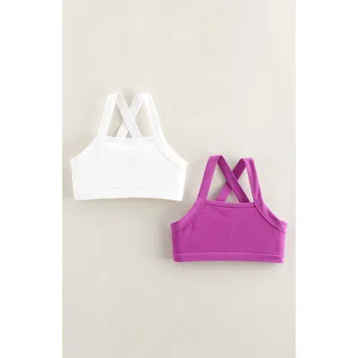 Zella Girl Kids' Assorted 2-pack Crisscross Seamless Sports Bras In White