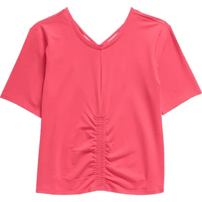 Zella Girl Kids' Ballet Ruched T-shirt In Pink Caliente