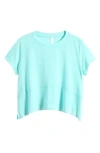 Zella Girl Kids' Breezy Split Handkerchief Hem Top In Teal Tint