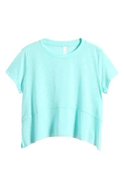 Zella Girl Kids' Breezy Split Handkerchief Hem Top In Teal Tint