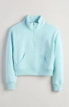 Zella Girl Kids' Cloud Fleece Half Zip Sweatshirt In Blue