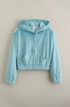Zella Girl Kids' Cosmos Velour Zip Hoodie In Blue