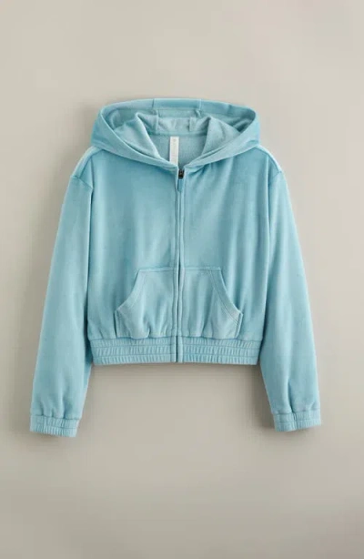 Zella Girl Kids' Cosmos Velour Zip Hoodie In Blue