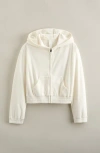 Zella Girl Kids' Cosmos Velour Zip Hoodie In White
