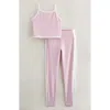 Zella Girl Kids' Earn Your Stripes Crop Tank & Leggings Set In Pink