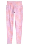 Zella Girl Kids' Favorite High Waist Pocket Leggings In Pink Shade Speckled Multi