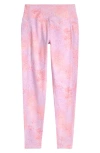 Zella Girl Kids' Favorite High Waist Pocket Leggings In Pink Shade Speckled Multi
