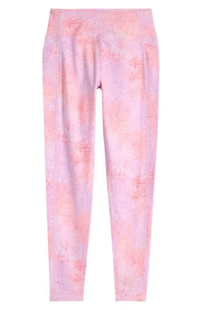 Zella Girl Kids' Favorite High Waist Pocket Leggings In Pink Shade Speckled Multi