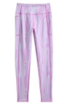 Zella Girl Kids' Favorite High Waist Pocket Leggings In Purple Wink Moire Print