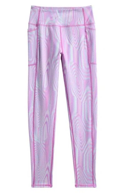 Zella Girl Kids' Favorite High Waist Pocket Leggings In Purple Wink Moire Print