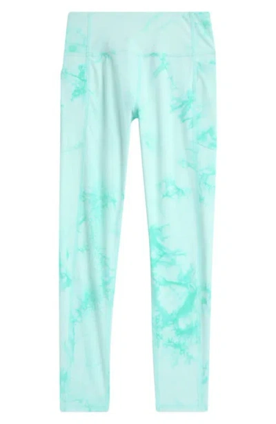 Zella Girl Kids' Favorite High Waist Pocket Leggings In Teal Tint Tie Dye
