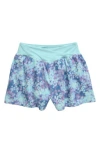 Zella Girl Kids' Finish Line Running Shorts In Blue Aqua Dye Effect Ditsy