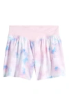 Zella Girl Kids' Finish Line Running Shorts In Pink Galactic Clouds Print