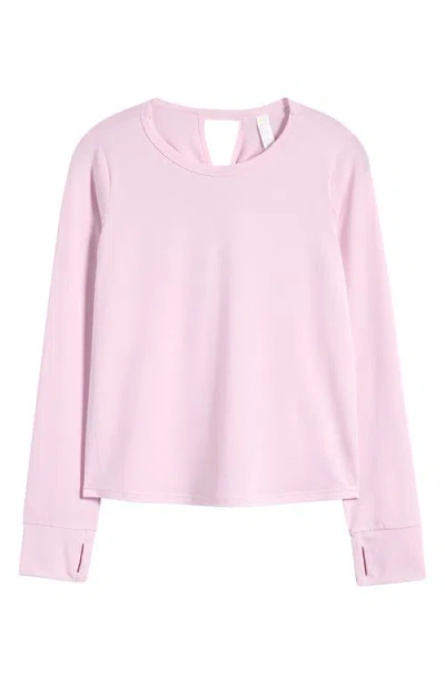 Zella Girl Kids' Long Sleeve Twist Cutout T-shirt In Pink Shade