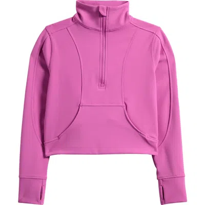 Zella Girl Kids' Luxe Half Zip Rib Pullover In Pink Rosebud