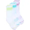 Zella Girl Kids' Peek-a-boo Assorted 3-pack Stripe Scallop Crew Socks In Purple Sugar- Multi Pack