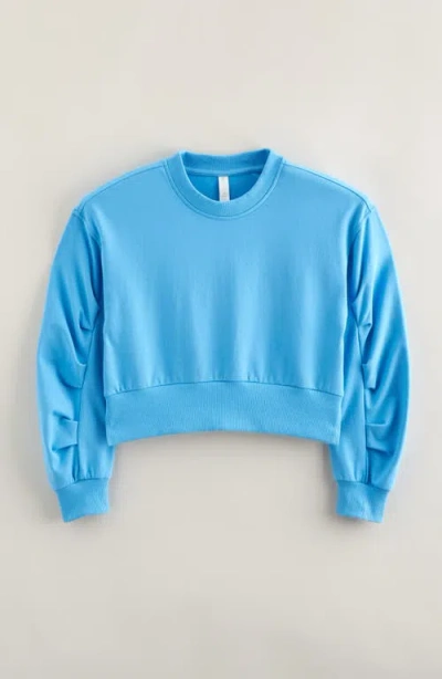 Zella Girl Kids' Pleated Sleeve Sweatshirt In Blue