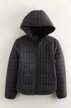 Zella Girl Kids' Quilted Hooded Jacket In Black