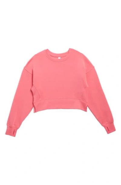 Zella Girl Kids' Refine Crop Sweatshirt In Pink Caliente