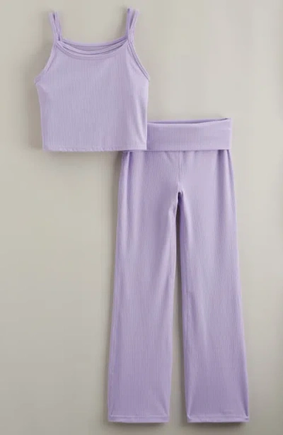 Zella Girl Kids' Rib Camisole & Pants Set In Purple