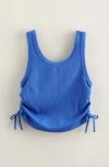 Zella Girl Kids' Ruched Side Tie Tank In Blue