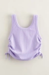 Zella Girl Kids' Ruched Side Tie Tank In Purple