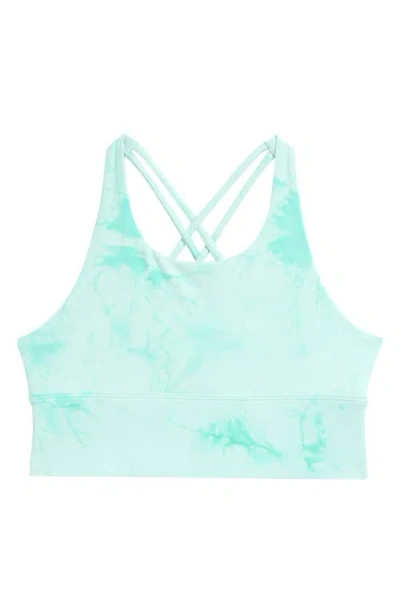 Zella Girl Kids' Strappy Back Sports Bra In Teal Tint Tie Dye