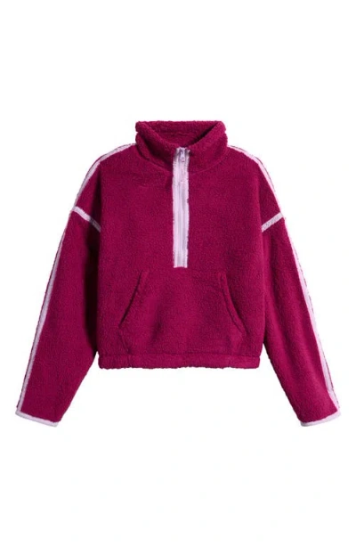 Zella Girl Kids' Stretch Out High Pile Fleece Half Zip In Purple Boysen