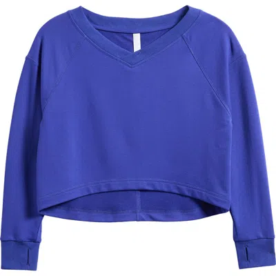 Zella Girl Kids' Take It Easy Terry Top In Blue Clematis