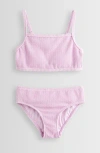 Zella Girl Kids' Textured Two-piece Swimsuit In Pink