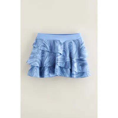 Zella Girl Kids' Tiered Skort In Blue Hydrangea Rhythmic Swirl