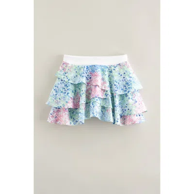 Zella Girl Kids' Tiered Skort In Green Verde Rainbow Pebbles