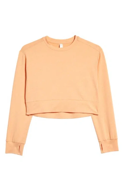 Zella Girl Kids' Zone Out Crop Sweatshirt In Coral Beads